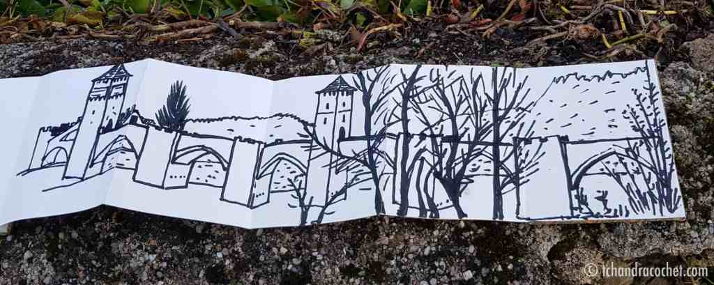 Dessin panoramique de Cahors