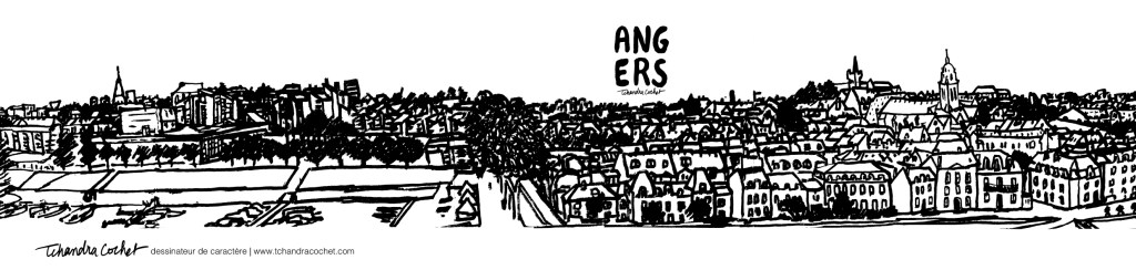 La Doutre, Angers, carte postale panoramique