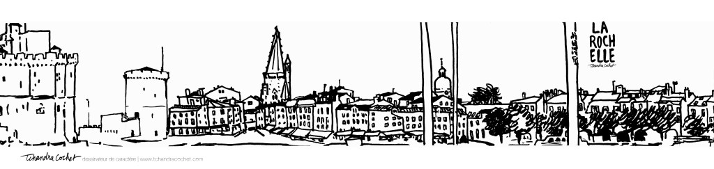 Carte postale panoramique La Rochelle, carte postale dessin La Rochelle