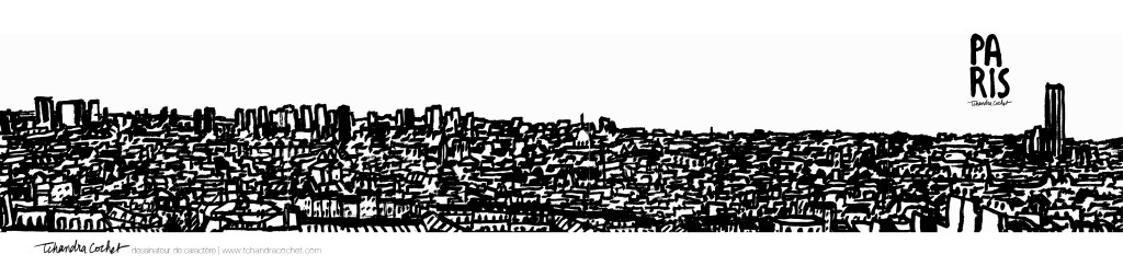 Carte postale panoramique Paris, carte postale dessin Paris