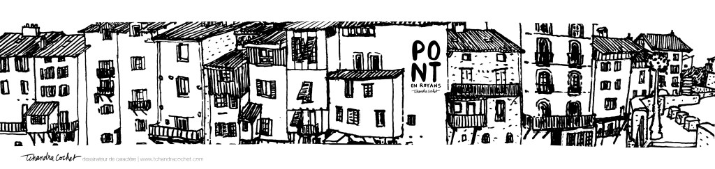 Carte postale panoramique Pont-en-Royans, carte postale dessin Pont-en-Royans