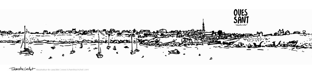 Carte postale panoramique Ouessant, carte postale dessin Ouessant