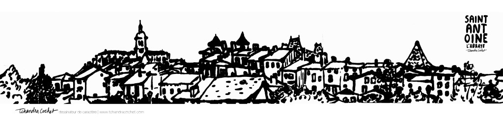 Carte postale panoramique Saint-Antoine l'Abbaye, carte postale dessin Saint-Antoine l'Abbaye