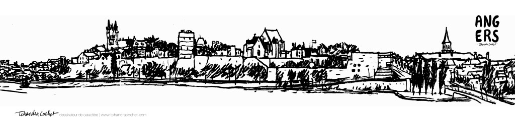 Carte postale panoramique Angers, carte postale dessin Angers